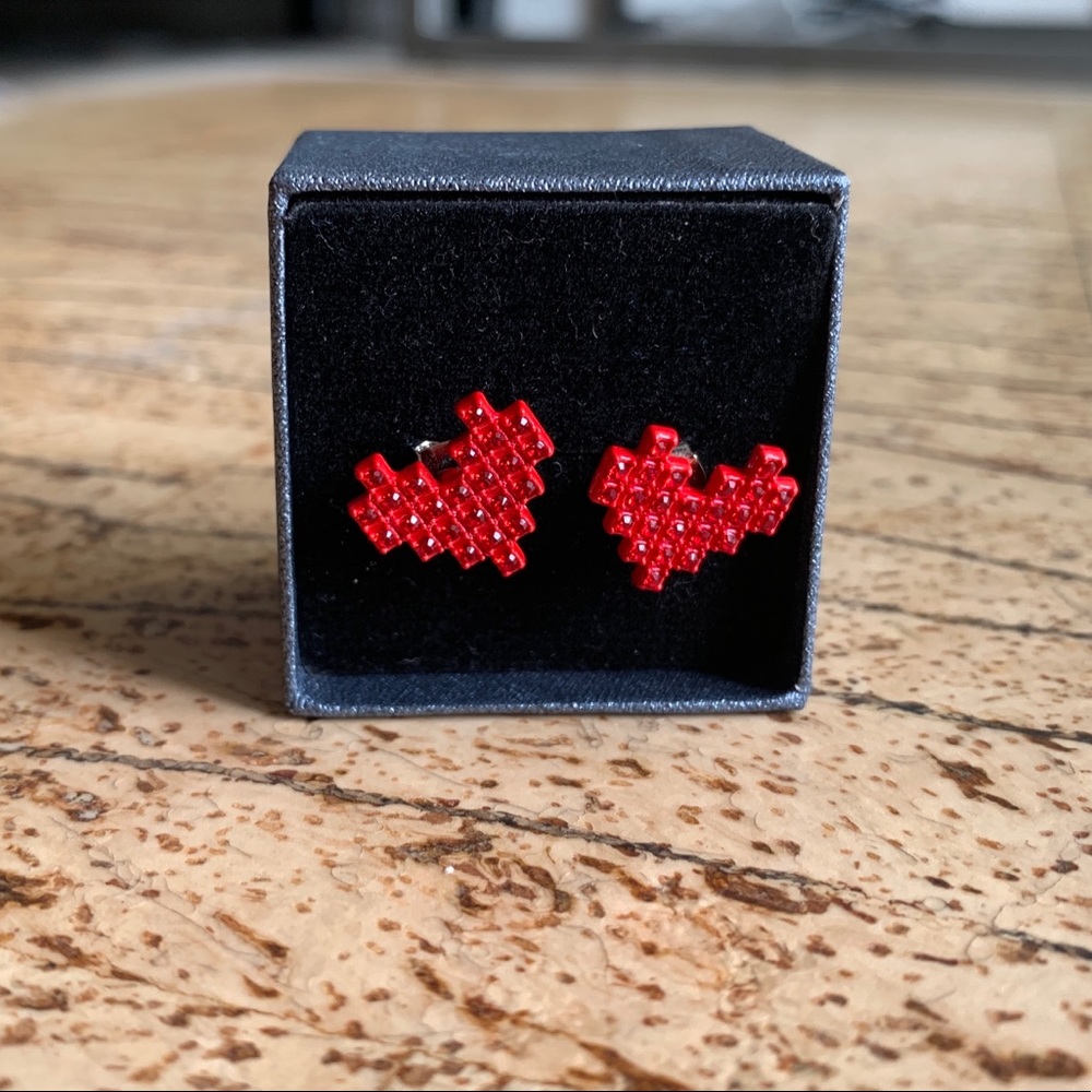 Pixelated Heart Earrings